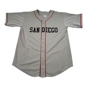 Teamwork Shirt Mens XL Gray San Diego Button Baseball Jersey Number 2 Top